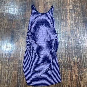 Purple and blue tank midi maternity dress, medium